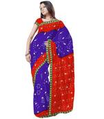 Ethnic Tie N Dye Exclusive Chiffon Purple Saree Diwali Special Gift 182