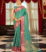 Green Banarasi Tussar Silk Zari Woven Saree With Brocade Blouse For Women