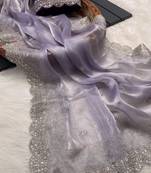 Lavender Colour Pure Soft Burberry Zimmy Choo Silk Blend Sarees With Unstitched Blouse 