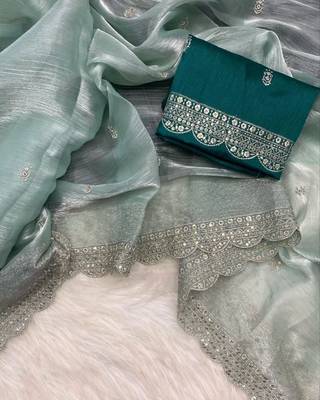 Morepeach Colour Pure Soft Burberry Zimmy Choo Silk Blend Sarees With Unstitched Blouse  3