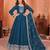 Dark teal colour embroidered art silk indian ethnic wear