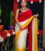 Fabulous Red Yellow Pure Cotton Summer- wear Saree