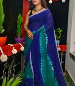 Fabulous Dark Blue- Dark Green Soft Pure Cotton Saree 