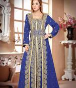 Navy-Blue color luxurious Handmade Moroccan Kaftan with hijjab