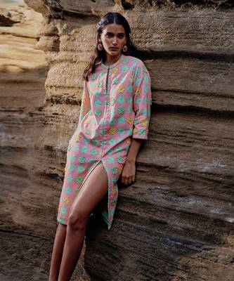 Peach cambric-combo printed jackets 1