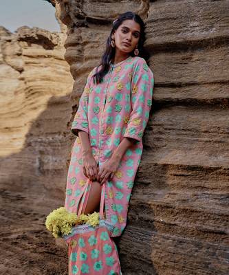 Peach cambric-combo printed jackets 2
