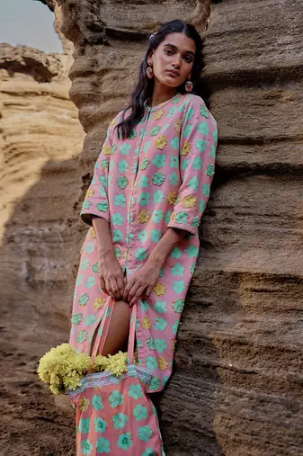 Peach cambric-combo printed jackets