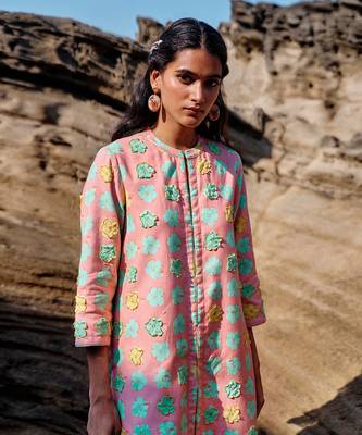 Peach cambric-combo printed jackets 3