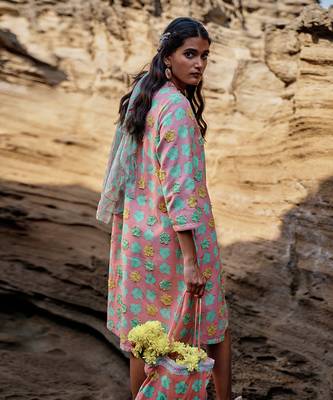 Peach cambric-combo printed jackets 4
