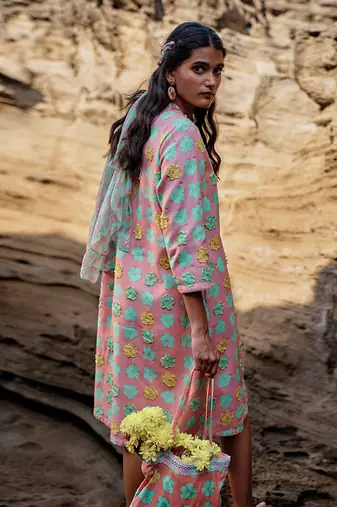 Peach cambric-combo printed jackets