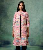 White cotton linen printed jackets