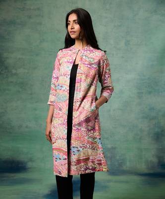 White cotton linen printed jackets 2