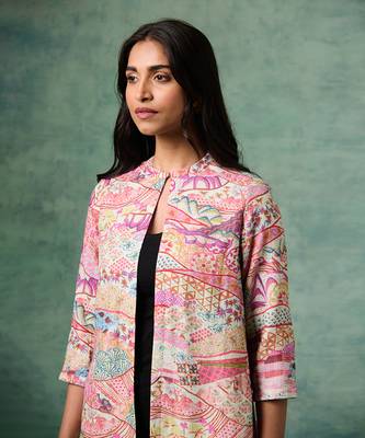 White cotton linen printed jackets 3