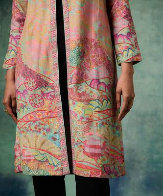 Pink cotton linen printed jackets 4