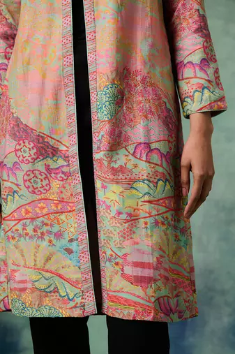 Pink cotton linen printed jackets