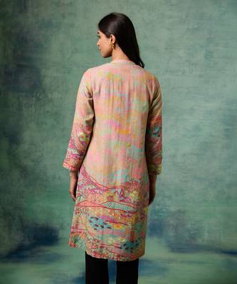Pink cotton linen printed jackets 5