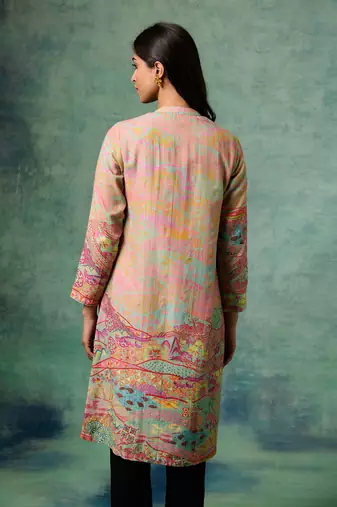 Pink cotton linen printed jackets