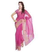 Designer Golden Zari Work Magenta Kota Doria Saree Deepawali Gift 308