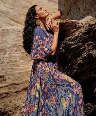 Blue Viscose Georgette Printed Light Lehenga Set 4