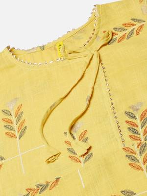 yellow ethnic motifs pure cotton fancy kurta with palazzo set 2