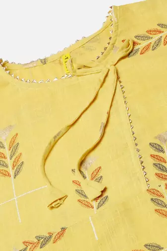 yellow ethnic motifs pure cotton fancy kurta with palazzo set