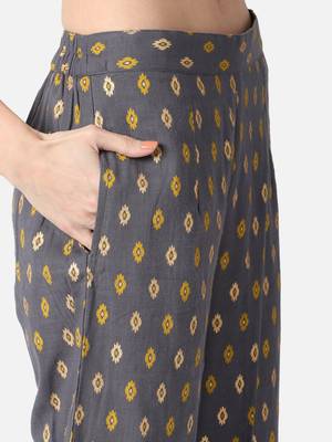 yellow ethnic motifs pure cotton fancy kurta with palazzo set 5