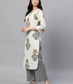 white ethnic motifs pure cotton fancy kurta with palazzo set
