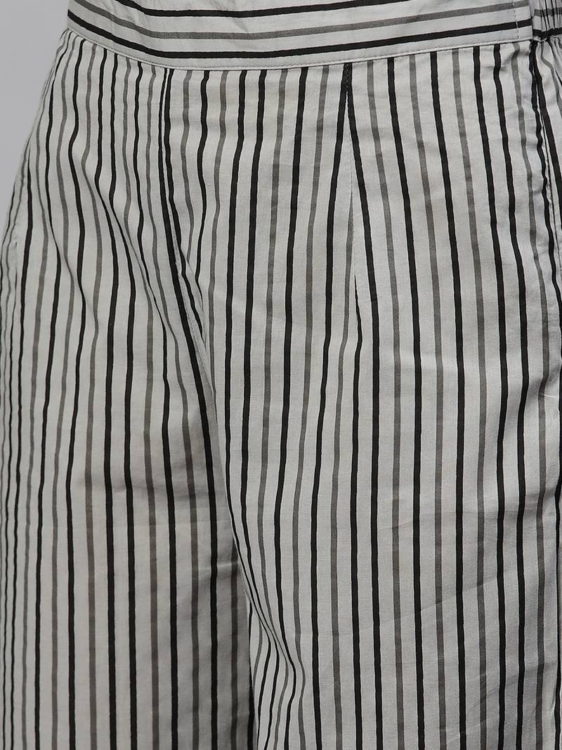 white ethnic motifs pure cotton fancy kurta with palazzo set