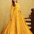YELLOW Georgette Engagement Gown with Digital Print Accents