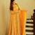 YELLOW Georgette Engagement Gown with Digital Print Accents