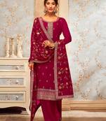 Crimson colour designer georgette straight cut salwar suit