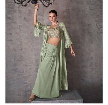 Mint Green Mehendi Palazzo Set for Women 1
