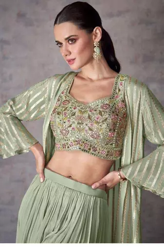 Mint Green Mehendi Palazzo Set for Women