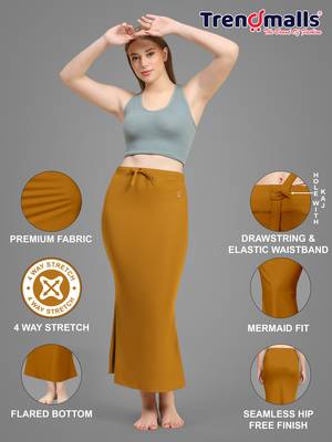 Trendmalls Mustard Lycra Spandex Saree Shapewear Skirt Petticoat for Women 7