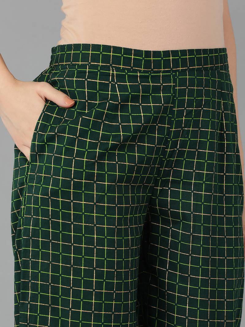 green ethnic motifs pure cotton fancy kurta with palazzo set