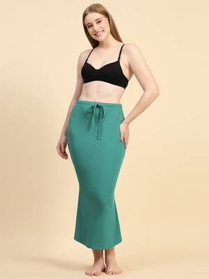 Trendmalls Green Lycra Spandex Saree Shapewear Skirt Petticoat for Women 1