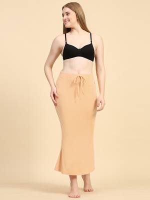 Trendmalls Cream Lycra Spandex Petticoat Skirts for Women Saree Shape Wear Dress 7