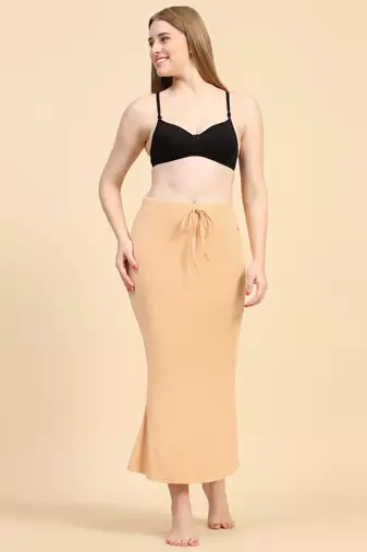 Trendmalls Cream Lycra Spandex Petticoat Skirts for Women Saree Shape Wear Dress