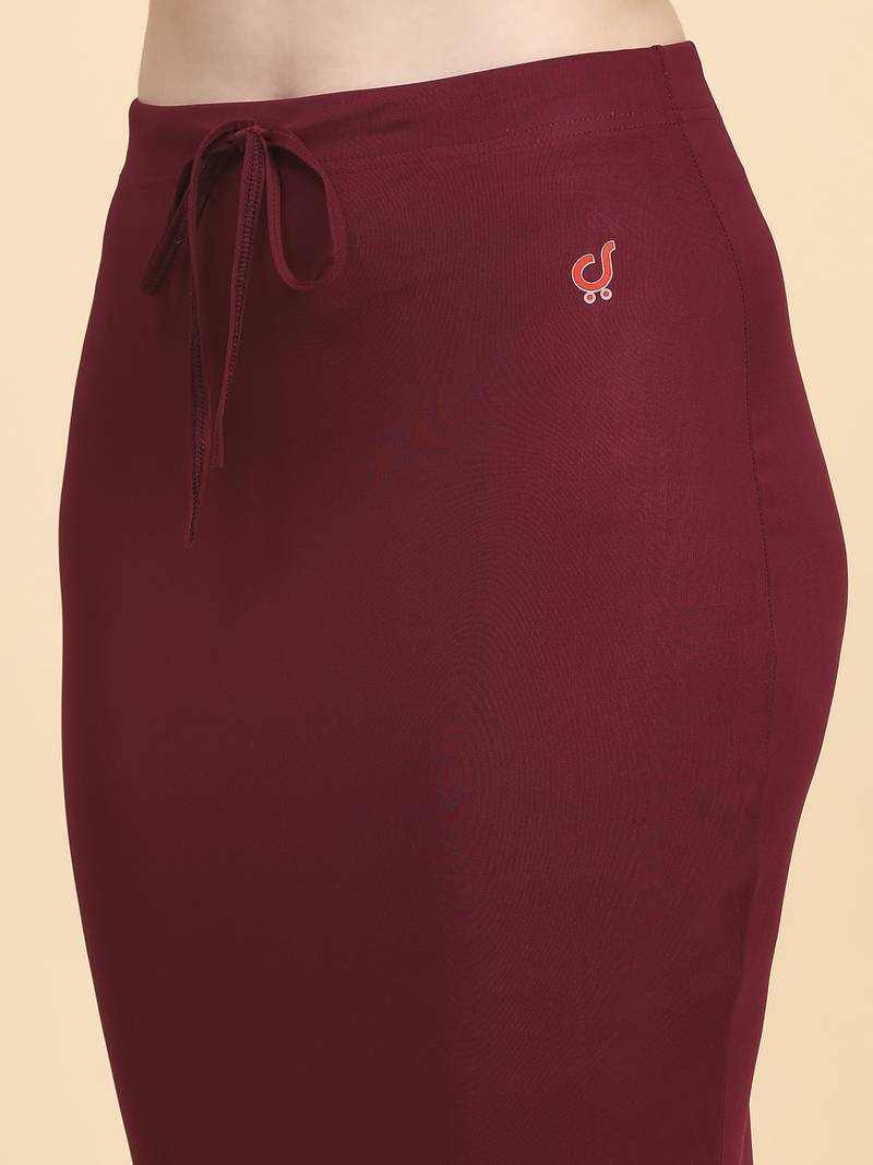 Maroon Lycra Spandex Saree Shapewear Skirt Petticoat for Women