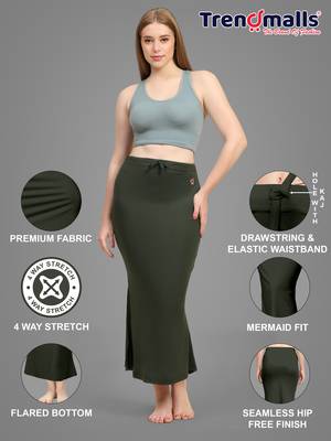 Trendmalls Green Lycra Spandex Saree Shapewear Skirt Petticoat for Women 6