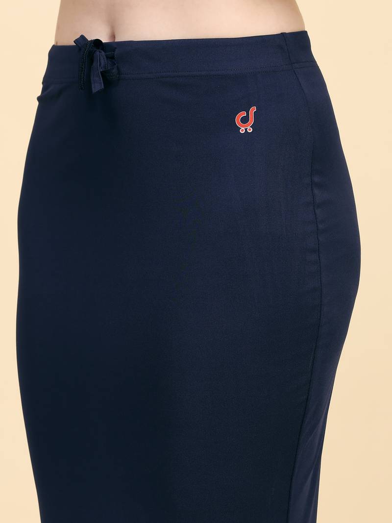 Navy Blue Lycra Spandex Saree Shapewear Skirt Petticoat for Women