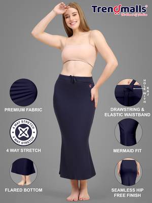 Trendmalls Navy Blue Lycra Spandex Saree Shapewear Skirt Petticoat for Women 5