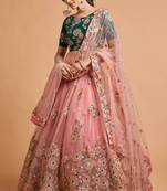 Classiques Net Embroidered Peach Lehenga Choli Set