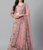 Elegant Baby Pink Embroidered Silk Bridal Lehenga