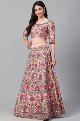 Elegant Baby Pink Embroidered Silk Bridal Lehenga 3