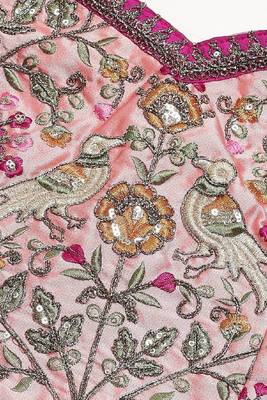 Elegant Baby Pink Embroidered Silk Bridal Lehenga 4