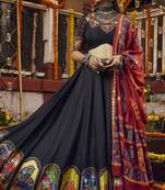 Black Cotton Silk Lehenga Choli Thread Work Embroidery