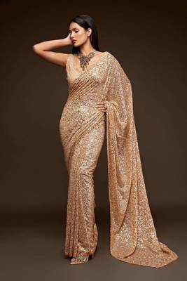 Women's Beige Georgette Saree 1