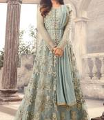 Ice Blue Net Anarkali Suit for Women