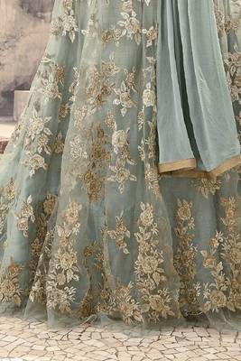 Ice Blue Net Anarkali Suit for Women 2